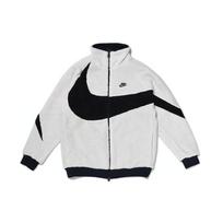 Nike Big Swoosh dvipusis pliušinis striukė Azijos dydžiai Baltas Juodas BQ6546-114 S black