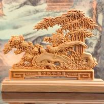 Dragon Horse Spirit Carving - Cliff Cypress Wood Decoration for Home/Office, Housewarming, or New Beginnings