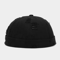 Ripped Docker Hat Without Visor Brimless Cap Adjustable Cotton Beanie Outdoor Fashion Solid Color Skullcap Dome Hat juoda