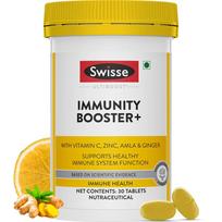 Swisse Immunity Booster+ su Vitaminu C ir Cinku - Sudėtyje yra Amlos ir Imbiero, Visiškai Natūralus Imuniteto Stiprintuvas - 30 Tablečių