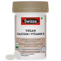 Swisse Vegan Calcium + Vitamin D3 for Stronger Bones, Teeth, Muscles & Immunity - 60 Tablets (Manufactured In Australia, Vegan Source Calcium Su