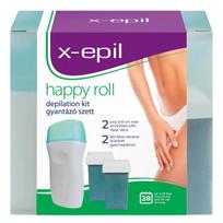 Set X-Epil: Happy Roll Aloe Vera Silky Finish Depilatory Wax Refill Body, 2 vnt., 50 ml + Happy Roll Aloe Vera Silky Finish Depilatory Wax Refillable Body, 50 ml + X-Epil Hair Removal Wax Strips For Legs, 10 vnt.