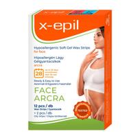 X-Epil Hypoallergenic Silky Finish Hair Removal Wax Strips For Face, 12 vnt.