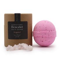 Rose Quartz Gem Bracelet Bath Bomb Rožinio kvarco akmens apyrankės vonios burbulas – Bergamotė su jūros druska