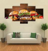 5 plokščių Greito maisto Burgerių Drobės Paveikslai HD Spaudiniai Sienos Menas Drobės Tapyba Namų Dekoras Svetainei Plakatai Be Rėmelių 20x35cm*2  20x45cm*2  20x55cm*1 No Frame brown