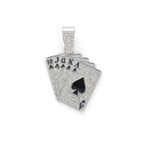 Hip Hop Niche Street Rap Poker Pendant Vintage Eco-Friendly Alloy Cuban Necklace Men'S Necklace white