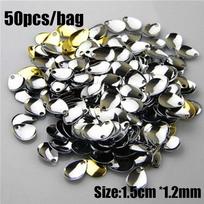 50vnt Besisukantis Blizgantis Lygus Nikeliuotas Žvejybos Vilionėlis Suktukas VIB Jaukas Šaukštelis Metaliniai Mentelės 1.5cm X1.2cm white