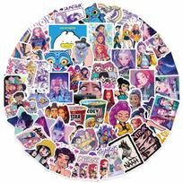 60PCS KPOP DEMON HUNTERS HUNTR/X Cartoon Graffiti Stickers Phone Guitar Laptop Notebook Suitcase Water Resistant Sticker Children Playthings blue