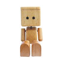 Shaking Wooden Man Figurine for Car Console Leg-swinging Robot Shaking Man Handmade Wooden Figure Wooden Car Aroma Diffuser black