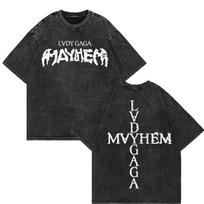 100% Cotton Acid Washed Vintage Lady Gaga Mayhem T Shirt Fashion Aesthetic T-Shirt Unisex High Quality Retro Mineral Wash Tees S įvairiaspalvis