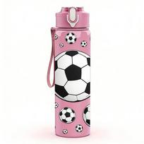 1PC Multiple Soccer Ball Grid Texture 750ml Color Plastic Water Bottle Leakproof Flip Straw Lid For Sports Office Home Use Pack of 1 rožinė