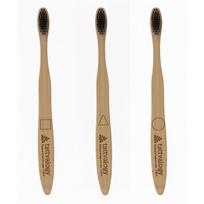 Bamboo Toothbrush with Charcoal Infused BPA-Free Bristles | 100% Biodegradable Handle & Bristles | Eco-Friendly, Plastic-Free, Sustainable Oral Car beige