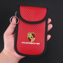 Automobilio rakto dėklas Signalo blokavimo maišelis Automobilio RFID apsauginė kišenė Apsaugos nuo vagystės maišelis Porsche Panamera Macan Boxster Cayman 911 Lipdukas red