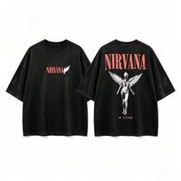 Nirvana In Utero T Shirt and kids T-Shirt Kurt Cobain Angel Graphic 90s Grunge Band Tee Seattle Rock Double Sided Album Art Alternative Rock 110 black