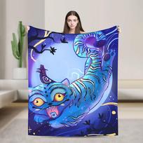 K-Pop Demon Hunters Warm Soft Blankets Popular Movie Plush Throw Blanket Street Trend Couch Bed Flannel Bedspread Sofa Bed Cover 30x40in blue