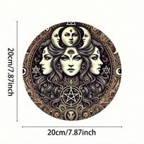 Vintage Hecate Magic Metal Tin Painting Durable Indoor Outdoor Festival Mural 20x20 gray
