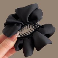 Elegant Satin Pleated Hair Clip: Enhances Volume for Ponytails & Buns, Stylish New Hair Accessory for Women black