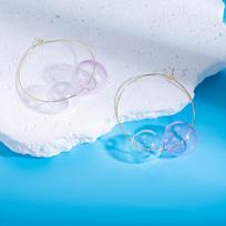 Colorful Harajuku Bubble Glass Ear Cuffs - Autumn/Winter Fashion, Luxury Cute Earrings for Women blue