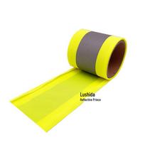 Ryškiai sidabrinis atspindintis metmeninio mezgimo audinys eismo saugumui, darbo drabužių siuvimui Fluorescent Yellow 7.5cm*3m yellow