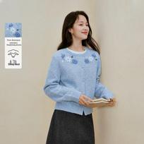INMAN Women's Embroidered Knit Cardigan XL šviesiai mėlyna spalva