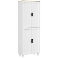 Pastatoma virtuvės spintelė, 4 durų sandėliavimo spintelė-organizatorius su reguliuojamomis lentynomis, baltos medžio imitacijos 60 x 30 x 170.5 cm
