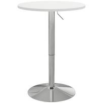 Apvalaus strypo stalas aukštas virtuvės stalas reguliuojamo aukščio 69-91 cm 360 laipsnių besisukantis stalviršis baltas ir sidabrinis 60 x 60 x 91 cm