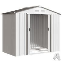 Sodo namelis 213x130x185 cm Metalinis lauko namelis įrankiams laikyti Baltas 213 x 130 x 185 cm