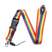 ID Badge Holder Name Tag Phone Badge Rainbow Lanyard Phone Hang Rope Rainbow Color Neck Straps 1 blue