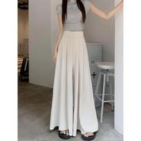 Women's High Waist Flare Long Palazzo Pants Relaxed Fit Commuter Pleated Skirt Trousers S abrikosas
