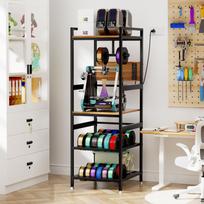 3D Printer Stand with Filament Storage, Robust Metal Frame, T-Shaped Holder, Integrated Power Connection, Open Workstation for Home and Workshop 54.1 x 59.9 x 161.3 cm juoda