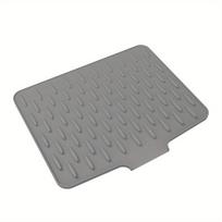 1pc Anti Slip Kitchen Silicone Drain Pad, Heat-Resistant Kitchen Counter Pad For Sinks, Silicone Tableware Drying Pad, Dish Rack pilka spalva