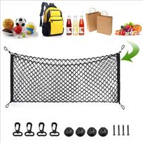 Universal Double Layer Elastic Nylon Rear Trunk Net Mesh Cargo Storage Organizer Luggage Holder Car Accessories 90x30cm black