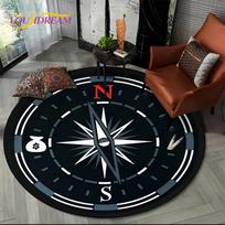 3D Retro Kompaso Serijos Apvalus Plotas Kilimas, Apvalus Kilimas Svetainei Miegamajam Sofos Kojų Pagalvėlė Dekoras Neslystantis Grindų Kilimėlis Dovana Diameter 60cm white
