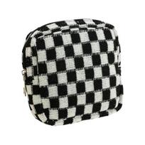 Checkered Period Bag for Women Girls Knitted Sanitary Napkin Bag Cute Menstrual Pad Pouch Tampon Holder for Purse juoda