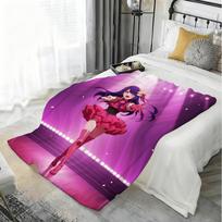 Anime O-Oshi no Ko Throw Lightweight 240g Flannel Blanket Soft Skin-friendly for Summer Cooling 75cmx90cm pink
