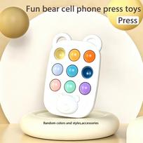 Bear Ear Phone Pop It Fidget Toy 9 Buttons Silicone Teething Toy Stress Relief Sensory Bubble Toy For Kids Toddlers white