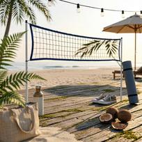 Beach Volleyball Net Set Easy To Carry Beach Volleyball Kit Sports Equipment Adjustable Height Long-Lasting For Grass Outdoor beige