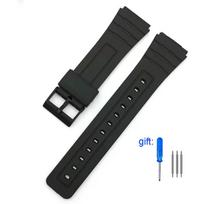 18 mm silikoninės gumos dirželis Casio W800H W800H A158/168 AE1200/1300 SGW400 F91W F84 F105/108 laikrodžiui, minkštas juodas laikrodžio dirželis 18mm black