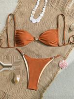 Spring Style Women's String Bikini - Thin Rope Triangle Cups Medium brown