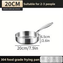 316 Stainless Steel Three-layer Frying Pan 20/22/24/26/28cm Uncoated Wok Pan Non Stick Pots Household Cooking Kitchen Cookware gray
