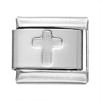 Fashion Colorful Cross Italian Links Charm Beads 9mm Stainless Steel Bracelet Jewelry DIY Making Wholesale Accessories white