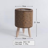 Rattan Woven Triangle Flower Stand: Creative Desktop Succulent Storage Container brown