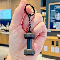 Cartoon Fitness Keychain Set: Dumbbell, Kettlebell, Water Bottle Sports Gift Pendant for Men & Women (2025 Edition) beige