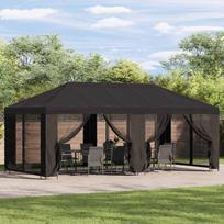 Paviljonas su šoninėmis sienelėmis 6 x 3 m Antracito spalvos Poliesteris ir Plienas