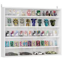 5-Tier Wall Display Shelf Unit Cabinet w/ 4 Adjustable Shelves Glass Doors Home Office Ornaments 60x80cm White 203.2 x 24.13 x 152.4 cm