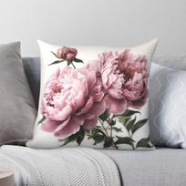 Pink Peonies Floral Pillowcase Polyester Linen Velvet Creative Zip Decorative Sofa Cushion Cover 18 30X30CM gray