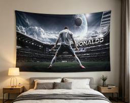 Galvūgalio kambario dekoras Sieninė gobelenas C-CR7 Apverstas auksinis kabliukas Šaunūs gobelenai Futbolo gerbėjų miegamojo sienos pakabinamas fonas 150X200CM