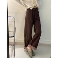 Women High Waist Brown Wide Leg Jeans Cuffed Hem Coffee Color Denim Trousers Plus Size Maillard Style Casual Pants S tamsiai ruda spalva