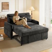 Modernus dvigubas sulankstomas miegamasis sofa, reguliuojamas atlošas, telefono laikiklis, USB įkrovimo prievadas, tinkamas svetainei, miegamajam, namų kino teatrui, butui 129 x 76 x 81 cm pilka