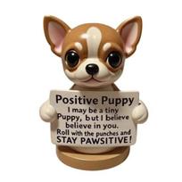 Emotional Support Puppy Statue Positive Dog Ornament Puppy Figurine with Motivational Message Inspirational Gift for Companion Coworkers H